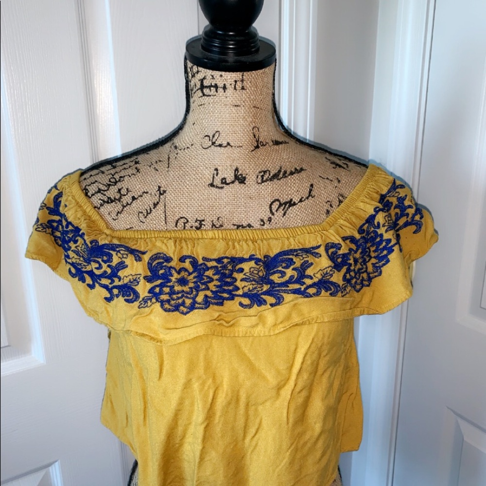 Yellow off-shoulder top